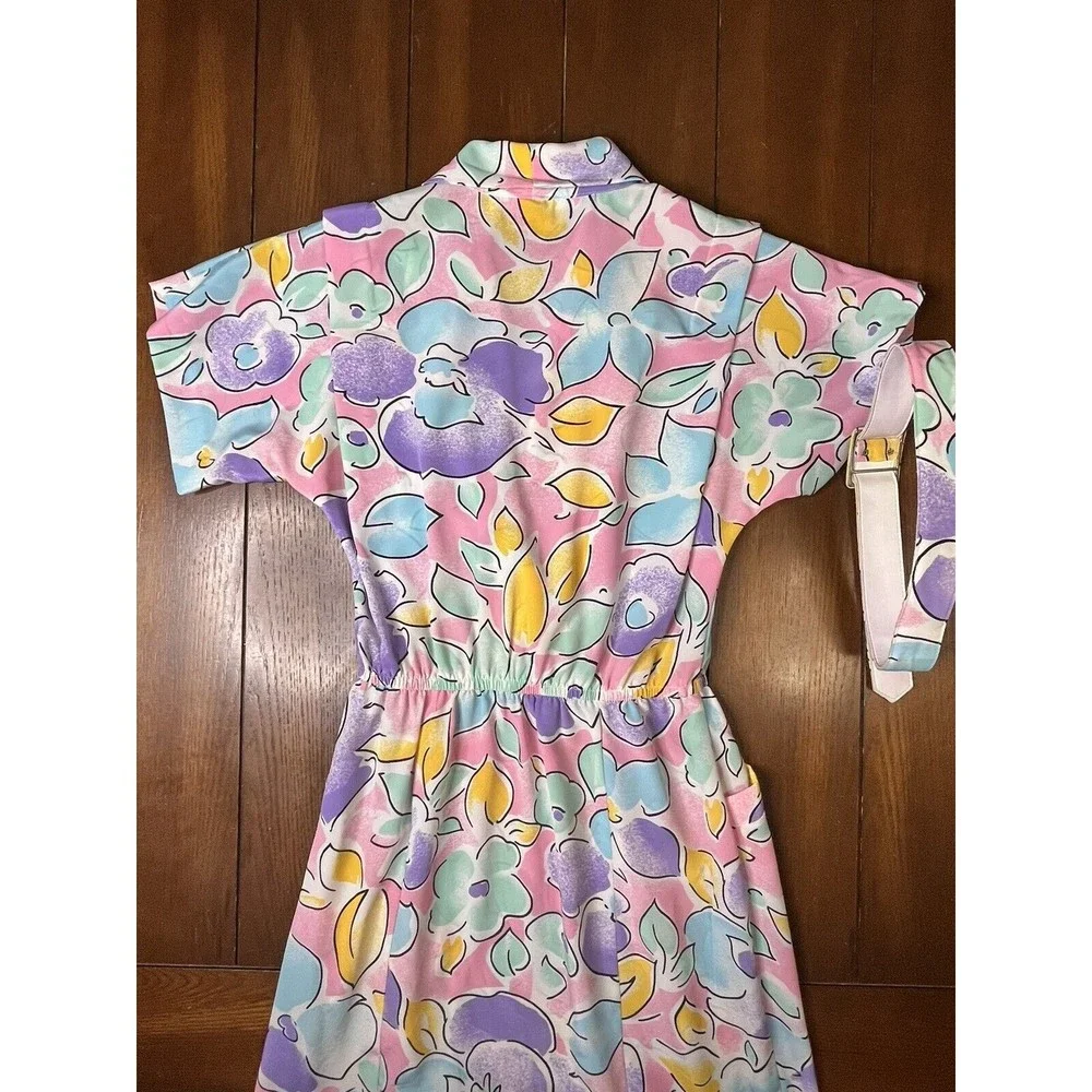 Vintage 1980’s Act 1 Floral Mermaid Dress With Belt - Picture 9 of 15